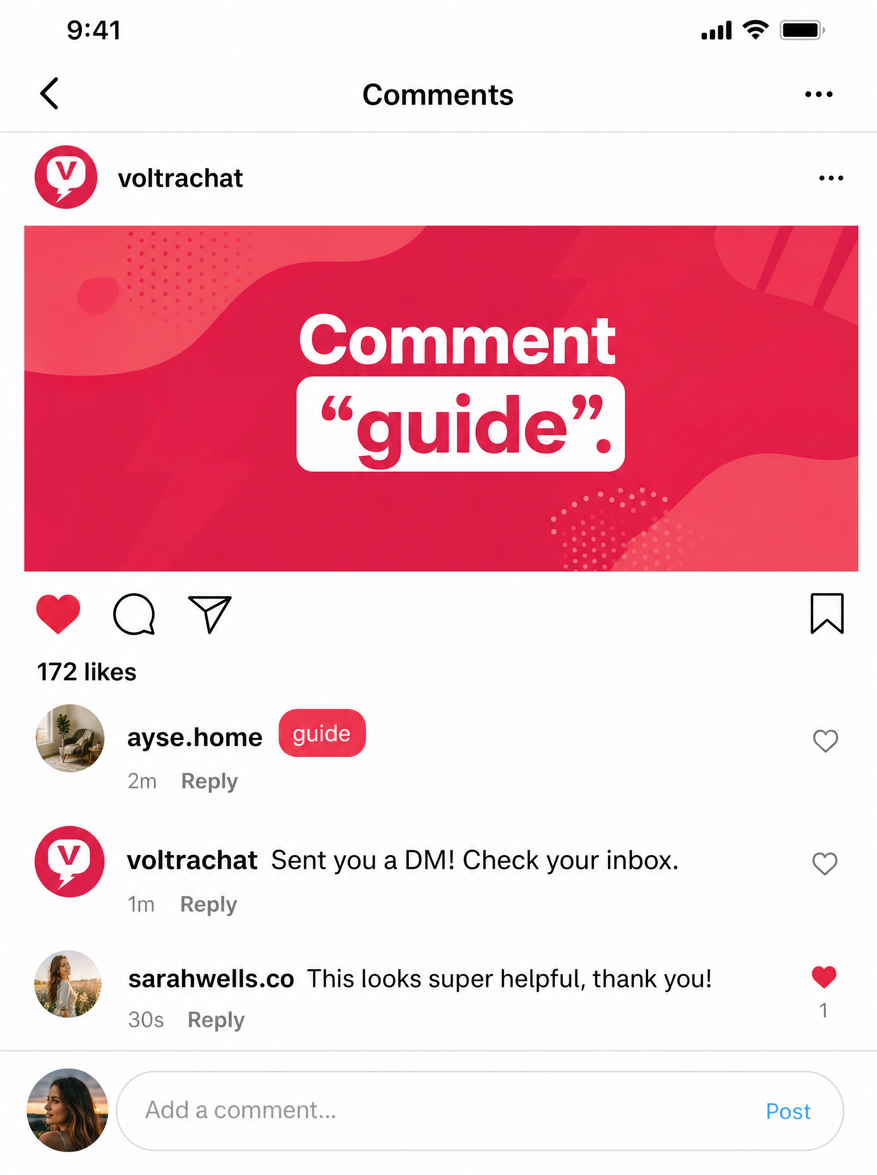 Instagram yorum penceresi: keyword yorumu ve otomatik herkese açık cevap